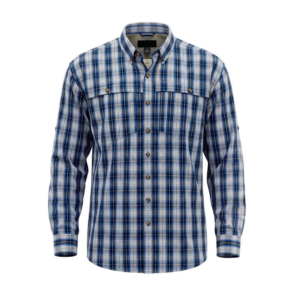 TURNROWS Men's 3XL Long Sleeve Vented Fishing Shirt Plaid Blue Black NWT
